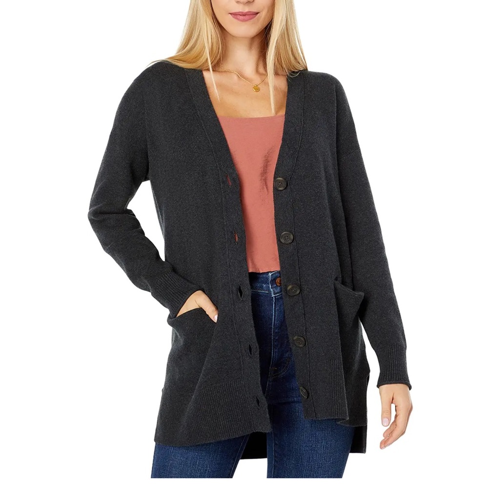 Madewell • The Oversized Long Cardigan Sweater in Heather Charcoal Grey
